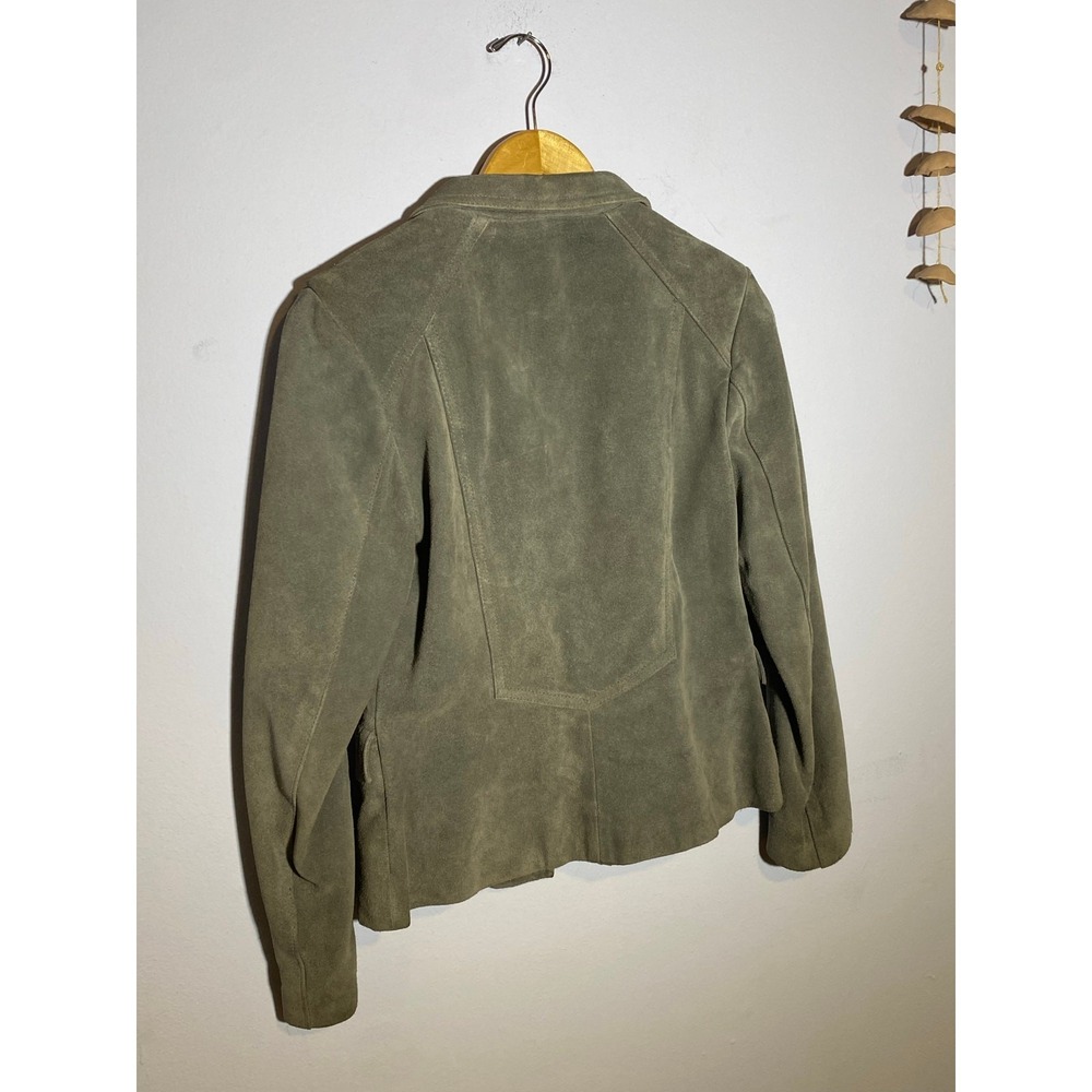 Gray G-III Suede Leather Blazer Vintage 90s Minimalist Size 7/8 Women - Picture 2 of 11